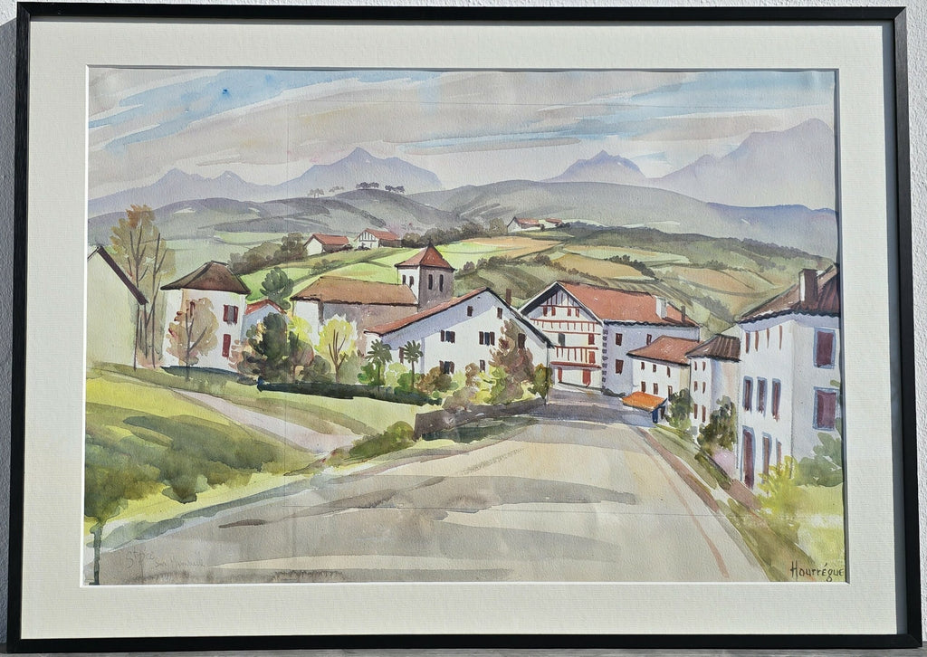 Jean HOURREGUE - Vue de Saint-Pée sur Nivelle (Œuvre originale)