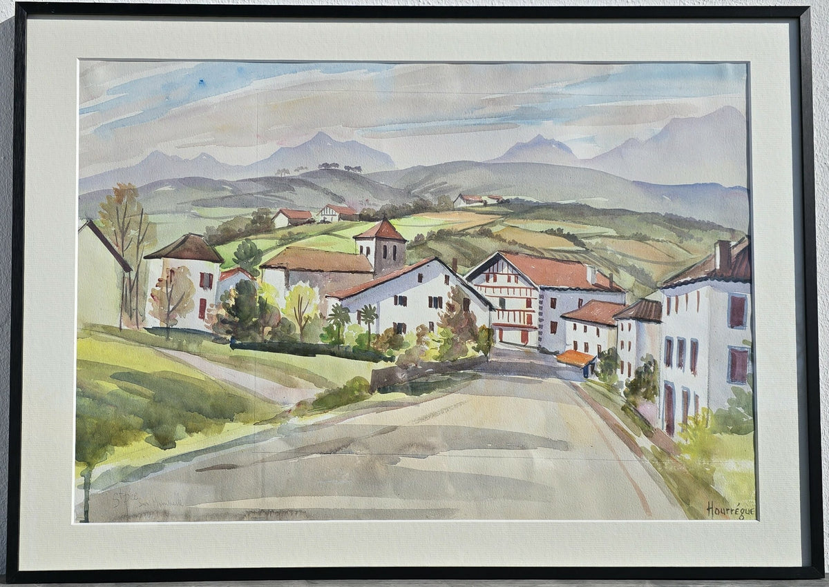 Jean HOURREGUE - Vue de Saint-Pée sur Nivelle (Œuvre originale)