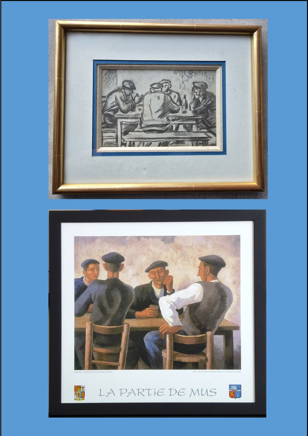 Ramiro ARRUE Reproduction d'un dessin préparatoire au tableau "Partie de mus"