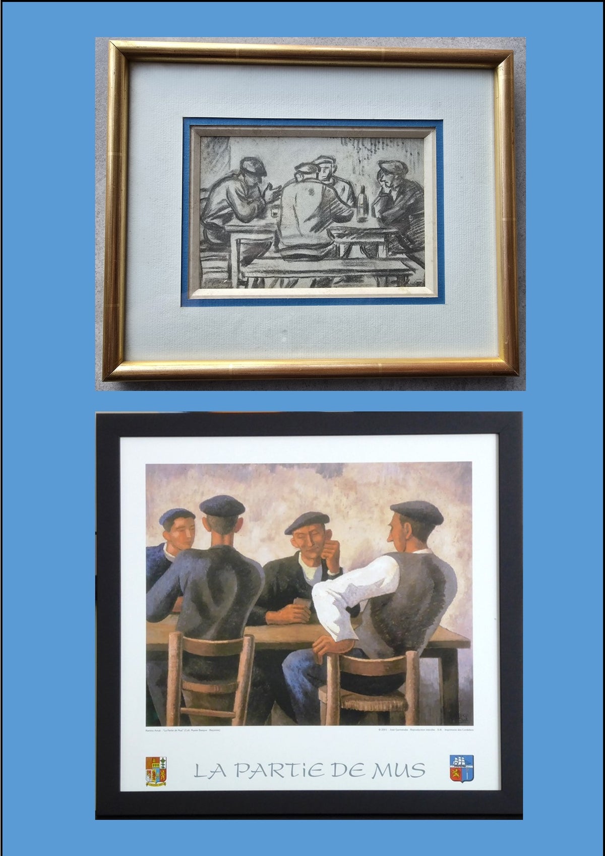 Ramiro ARRUE Reproduction d'un dessin préparatoire au tableau "Partie de mus"