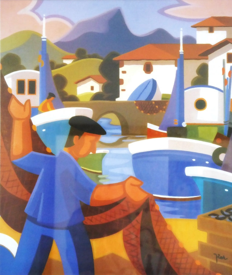 Pierre LABADIE dit PIER – Marin au filet (Reproduction contresignée)