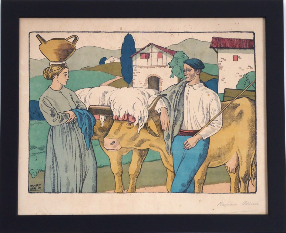 RAMIRO ARRUE – La rencontre (Lithographie contresignée dans la planche)