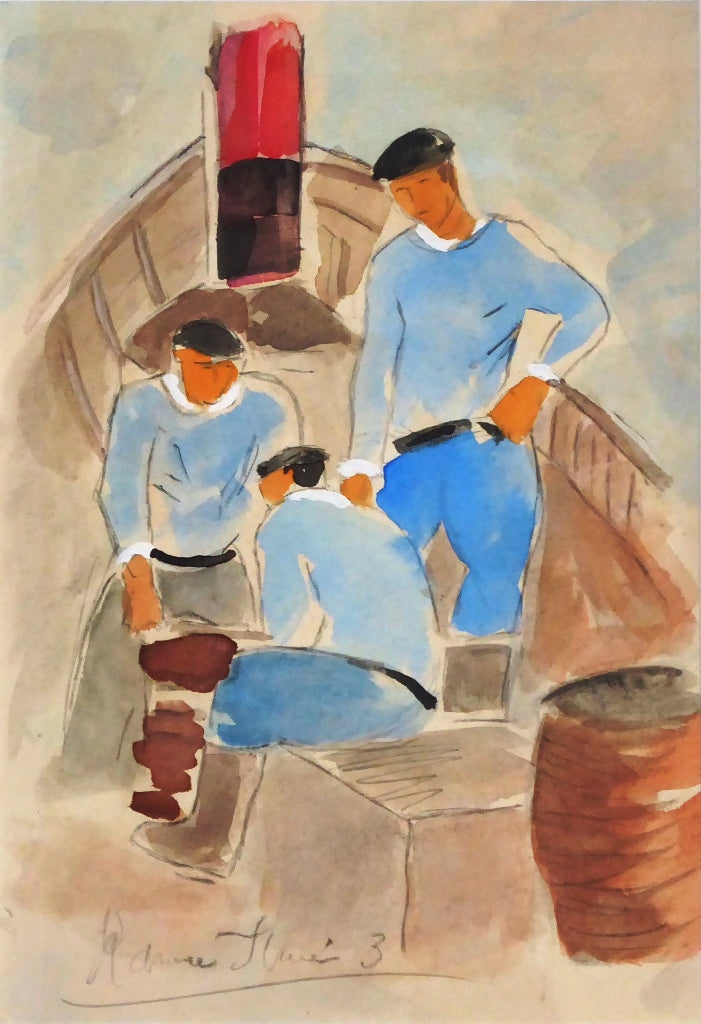 Ramiro ARRUE – Trois hommes dans un bateau (Œuvre originale)
