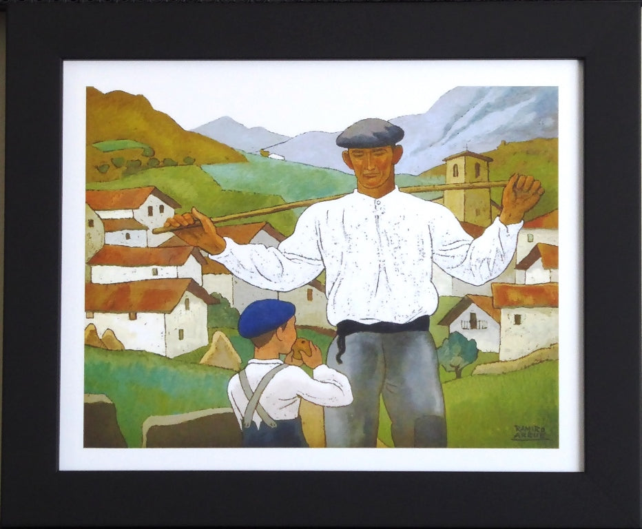 Ramiro ARRUE Reproduction d'un dessin préparatoire "Le bouvier et son fils"